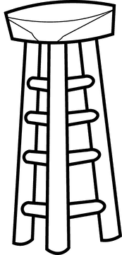 Stool high black and white clipart
