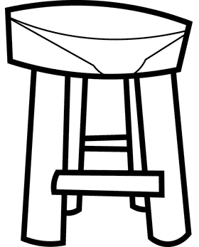 Stool small black and white clipart