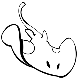 Stringray small black and white clipart