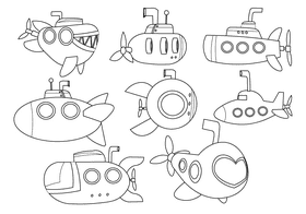 Submarine black and white vector