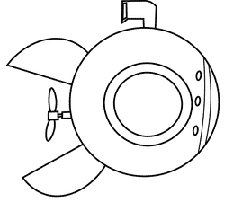 Submarine ball black and white clipart