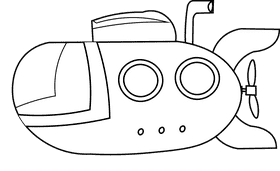 Submarine big window black and white clipart