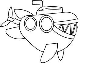 Submarine shark black and white clipart