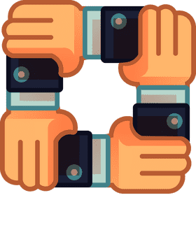 Team 4 hands clipart