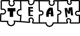 Team puzzle black and white clipart
