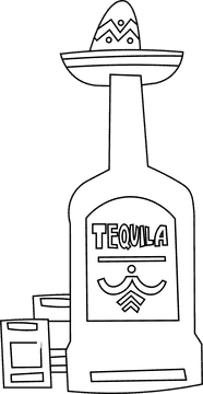 Tequila sombrero black and white clipart