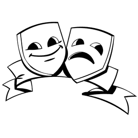 Theater masks black and white clipart