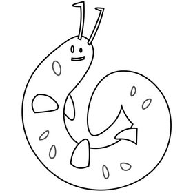 Cute caterpillar circle black and white clipart