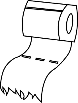 Toilet paper roll long black and white clipart