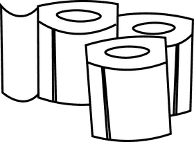 Toilet paper roll trio black and white clipart