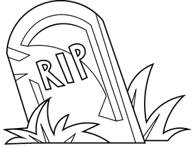 Tombstone broken black and white clipart
