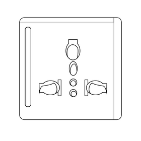 Electrical socket drawing black and white clipart