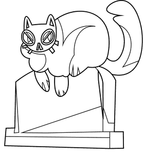 Tombstone cat black and white clipart