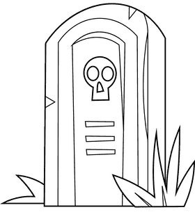 Tombstone skull black and white clipart