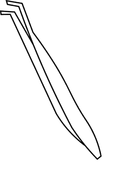 Tweezers bent black and white clipart