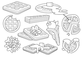 Waffle black and white vector