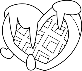 Waffle heart black and white clipart
