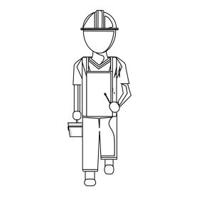 Electrician drawing black and white clipart