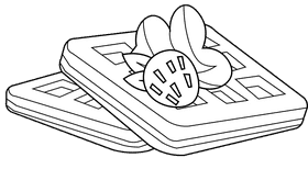 Waffle strawberry black and white clipart