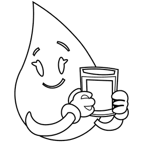 Water drop character black and white clipart