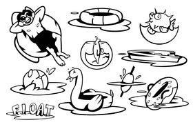 Water float black and white vector