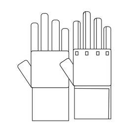 Electrical gloves drawing black and white clipart