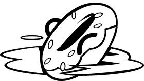 Water float donut black and white clipart