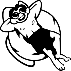 Water float man black and white clipart