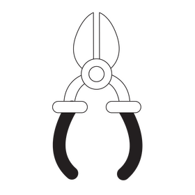 Wire cutter drawing black and white clipart