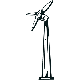 Wind turbine angled black and white clipart