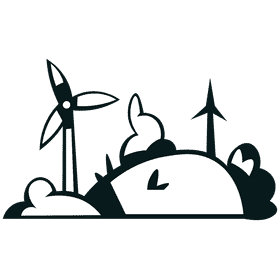 Wind turbine landscape black and white clipart