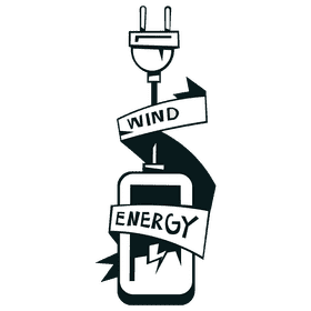 Wind turbine wind energy black and white clipart