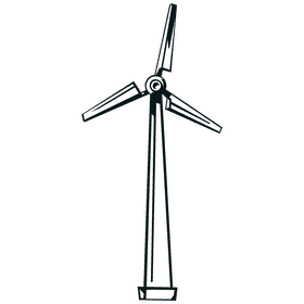 Wind turbine black and white clipart
