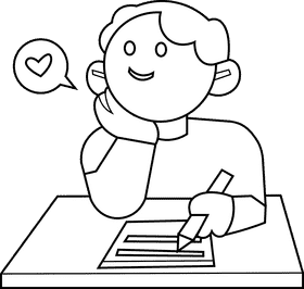 Writing dreaming black and white clipart