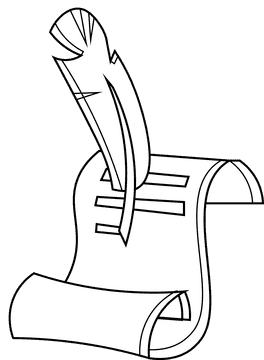 Writing feather black and white clipart