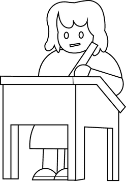 Writing table black and white clipart