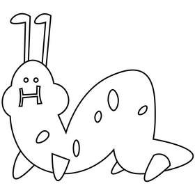 Caterpillar cheeks cartoon black and white clipart