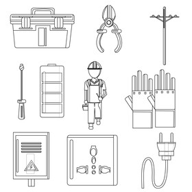 Woodworking carpentry tools set black and white vector