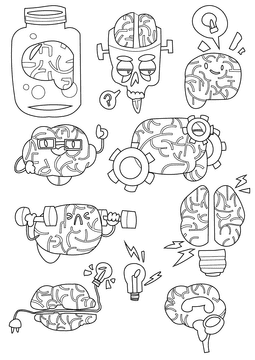 Brain black and white vector