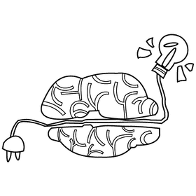 Brain energy black and white clipart