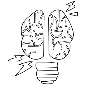 Brain power black and white clipart
