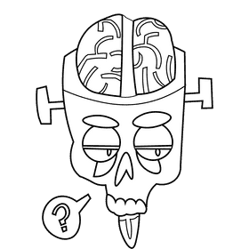 Brain zombie black and white clipart