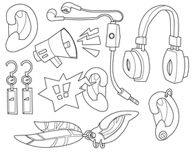 Ear black and white vector