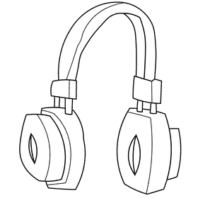 Ear headphones black and white clipart