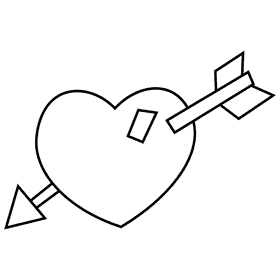 Heart arrow black and white clipart