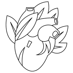 Heart leaves black and white clipart