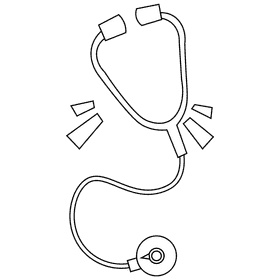 Heart phonendoscope black and white clipart