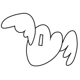 Heart wings black and white clipart