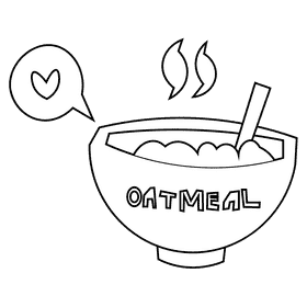 Intestines oatmeal black and white clipart