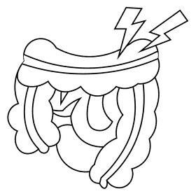 Intestines pain black and white clipart